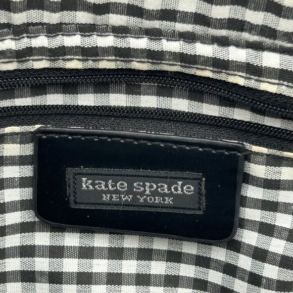 VINTAGE KATE SPADE NY Striped Satchel Pink Blue Coated Canvas Black Trim - RARE - Picture 7 of 16